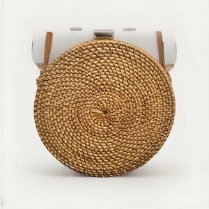 Handmade Circular Rattan Bag 🌿 Boho Bali Style with Fabric Lining